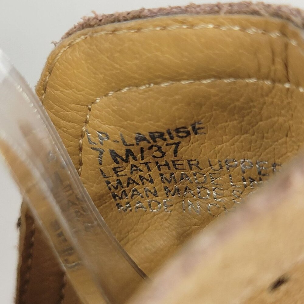 Lucky Brand Larise Womens 7 Perforated Suede Slit Notched Booties Tan Peep‎ Toe - Picture 7 of 13